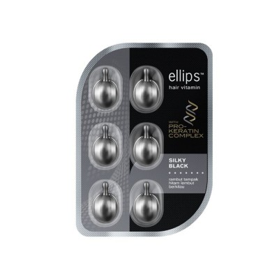 Витамины для темных волос Ellips PRO-KERATIN Silky Black - блистер, 6 капсул