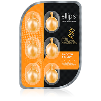 Желтые капсулы Ellips PRO-KERATIN 6 капсул Smooth and Silky для ухода за светлыми волосами